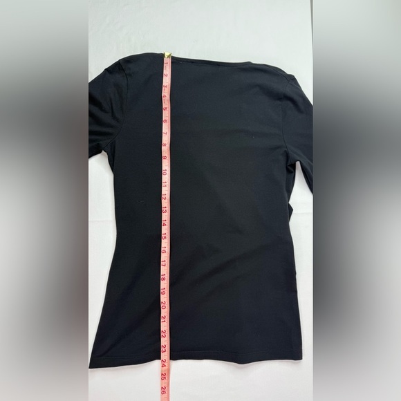 Jones NY Signature Black Pullover Faux Wrap Blouse Silver Detail Size Small - Picture 7 of 7